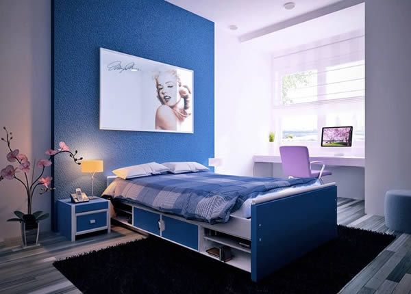 Gợi ý sơn nội thất phòng ngủ màu xanh dương