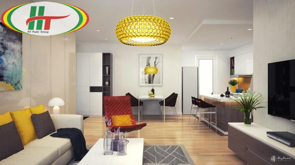 Gợi ý sơn nội thất phòng khách màu vàng chanh ấn tượng